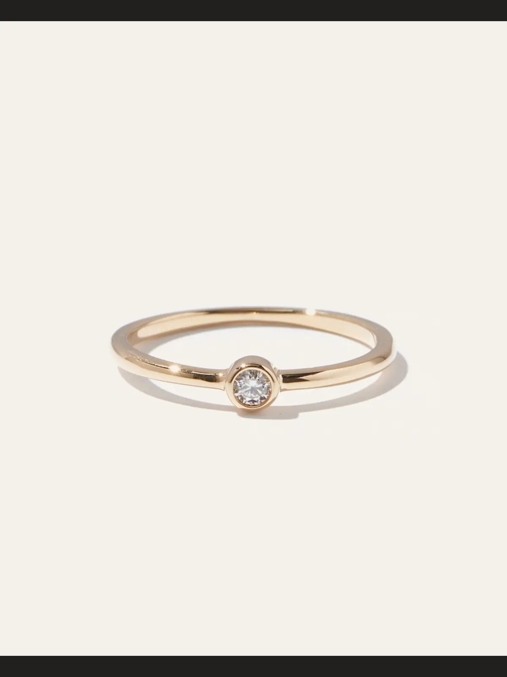 Quince 14K Gold Bezel Solitaire Ring with White Natural Diamond